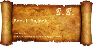 Berki Bajnok névjegykártya